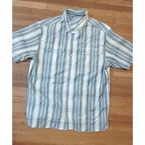 Prana Mens Pearl Snap Western Cowboy Plaid Shirt Blue Size M